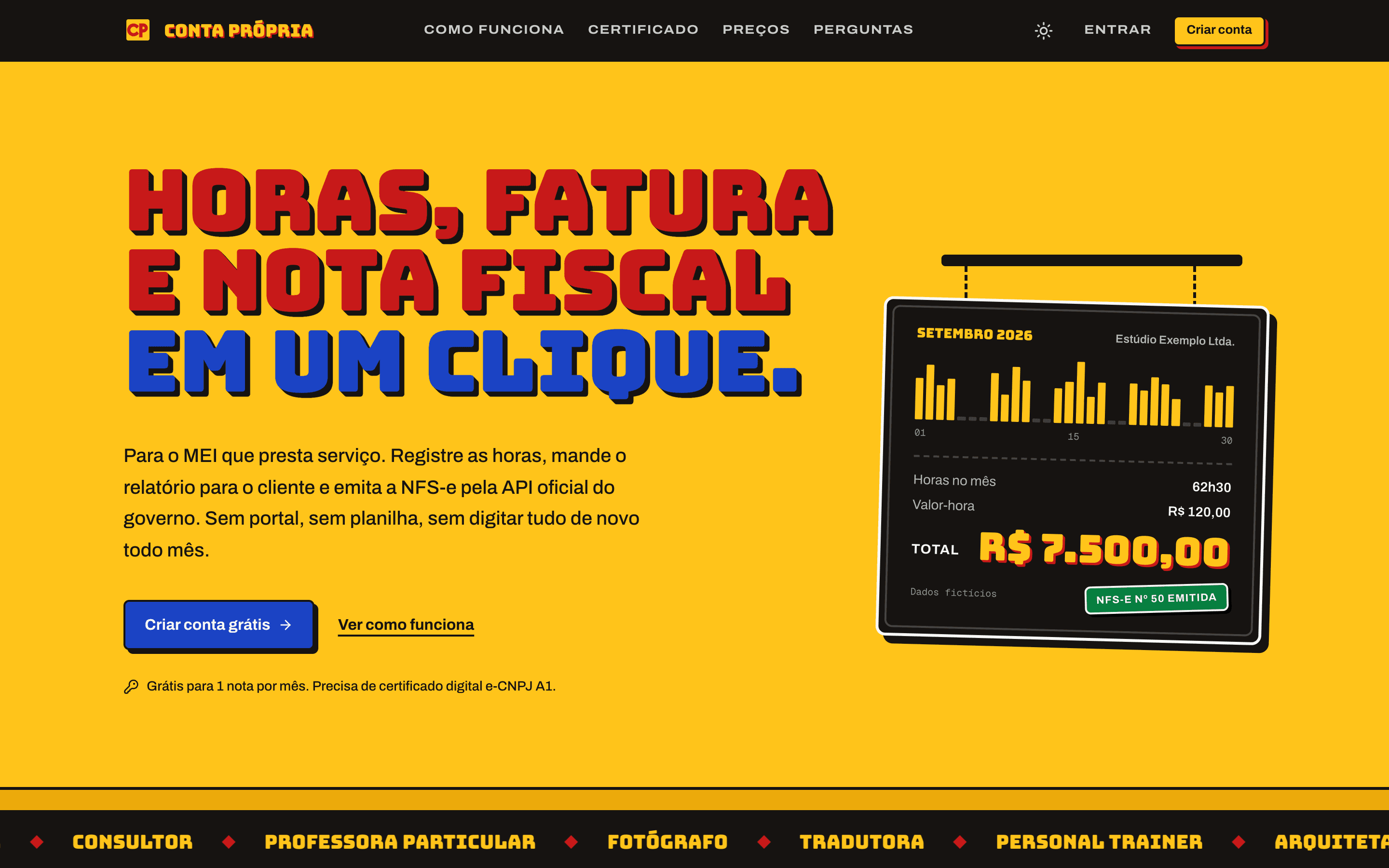 The landing page.