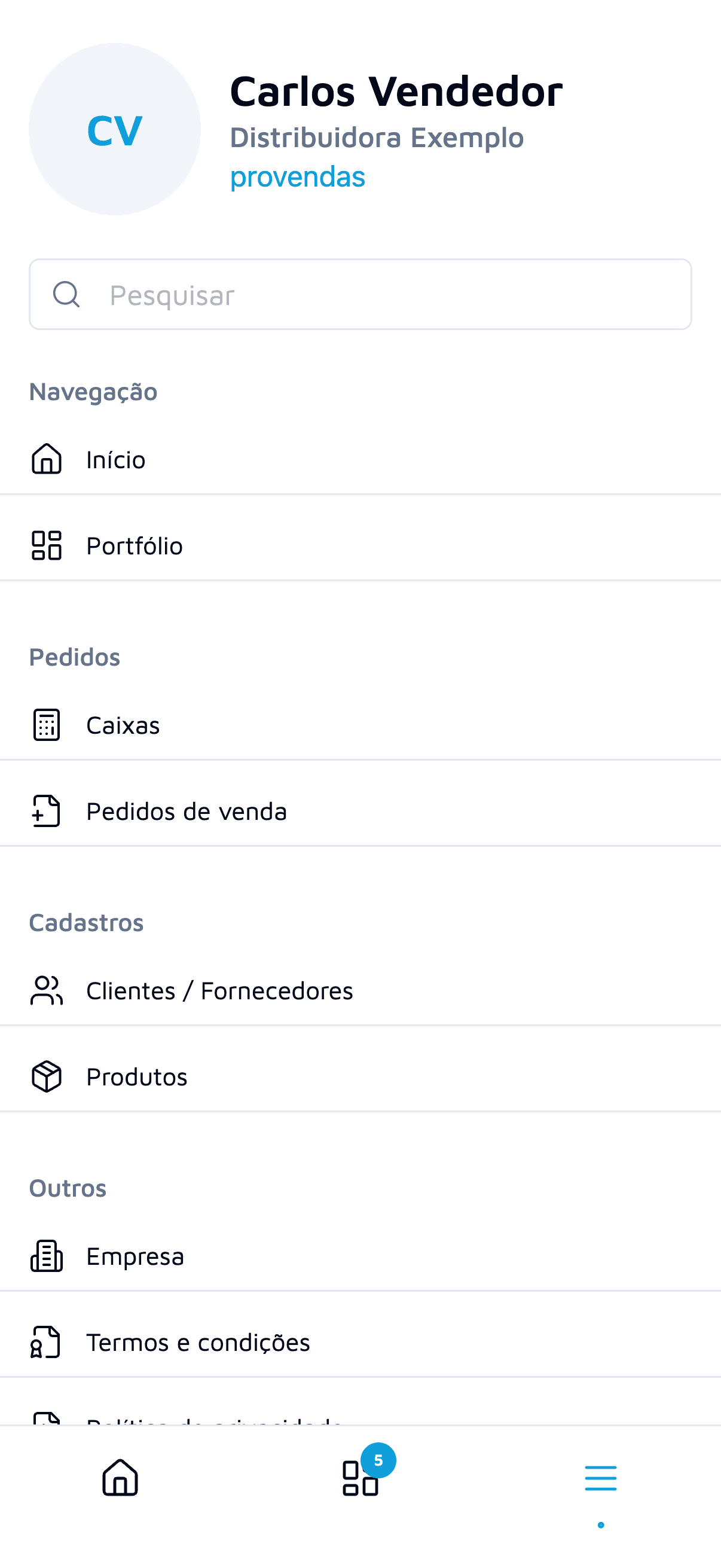 The menu: orders, cash registers, records and local data.
