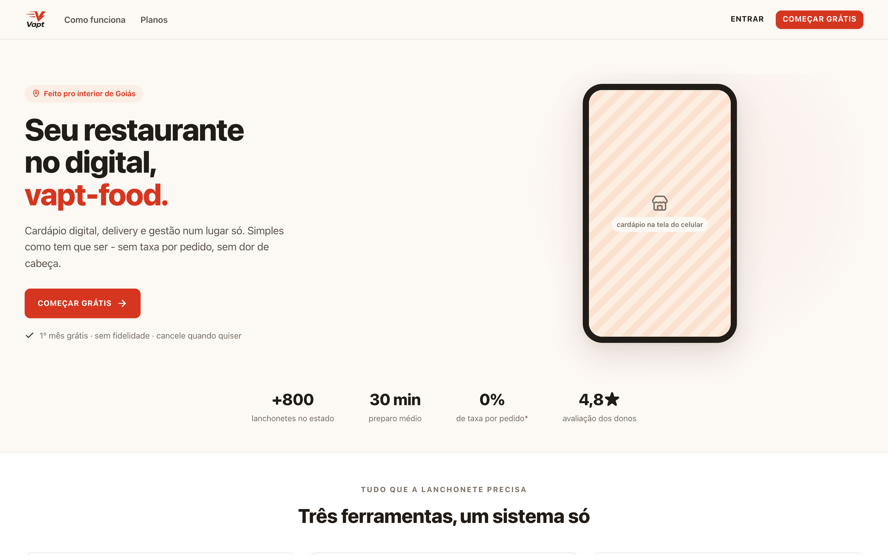 The landing page, with sign-up and plans.