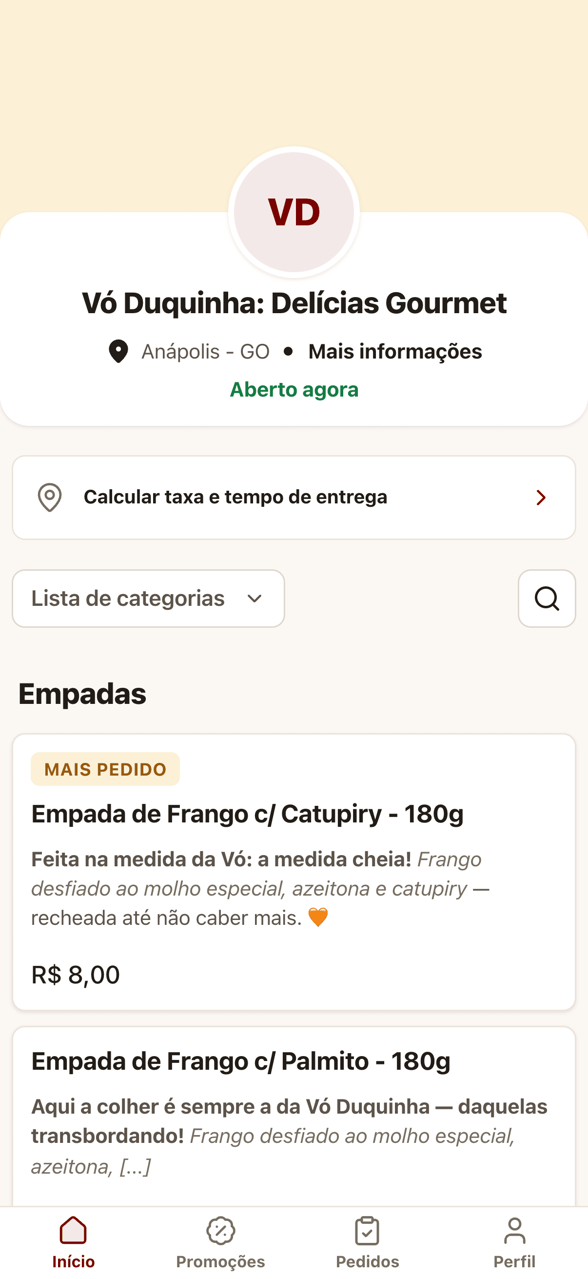 The store on a phone, where customers place orders.